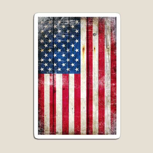 Distressed American Flag On Wood - Vertical Magnet