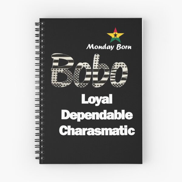 Item preview, Monday Born Ghanaian Male Name 'Bobo' in black and white designed and sold by WhoWeAre.