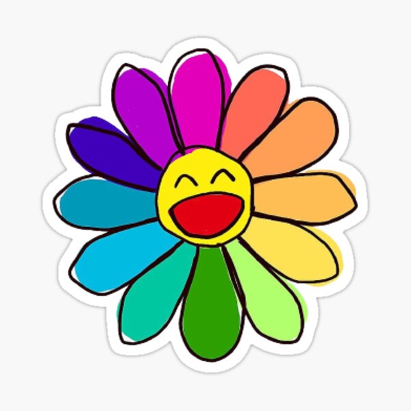 Rainbow Flower Smiley Sticker