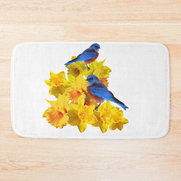 Item preview,   YELLOW DAFFODIL GARDEN FLOWERS & 2 BLUE BIRDS ABSTRACT designed and sold by sharlesart.