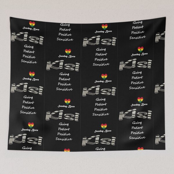 Item preview, Sunday Born Ghanaian Female Name 'Kisi' in black and white designed and sold by WhoWeAre.