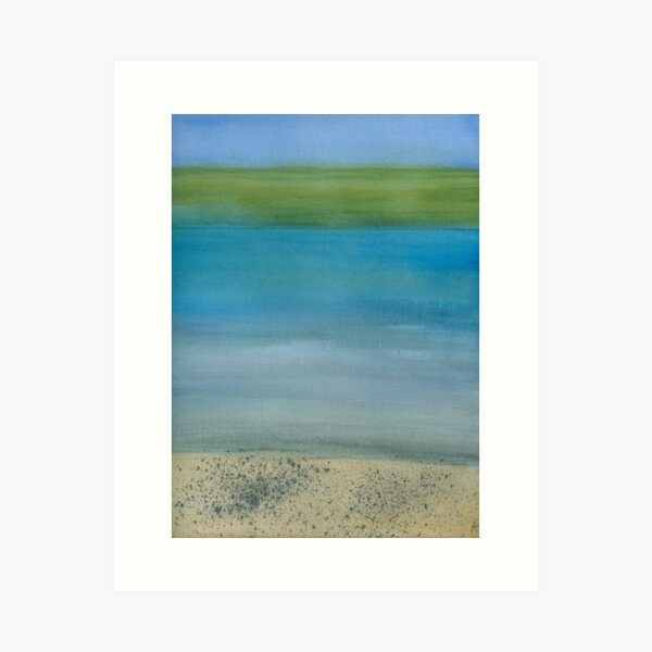 Color Field: Hawaii Salt and Pepper Beach, Minimal Watercolor Painting Art Print