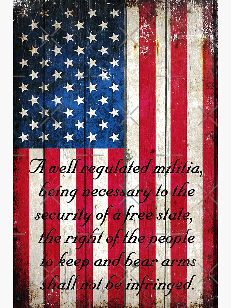 Vintage American Flag And 2nd Amendment On Old Wood Planks by MolonLabeArt