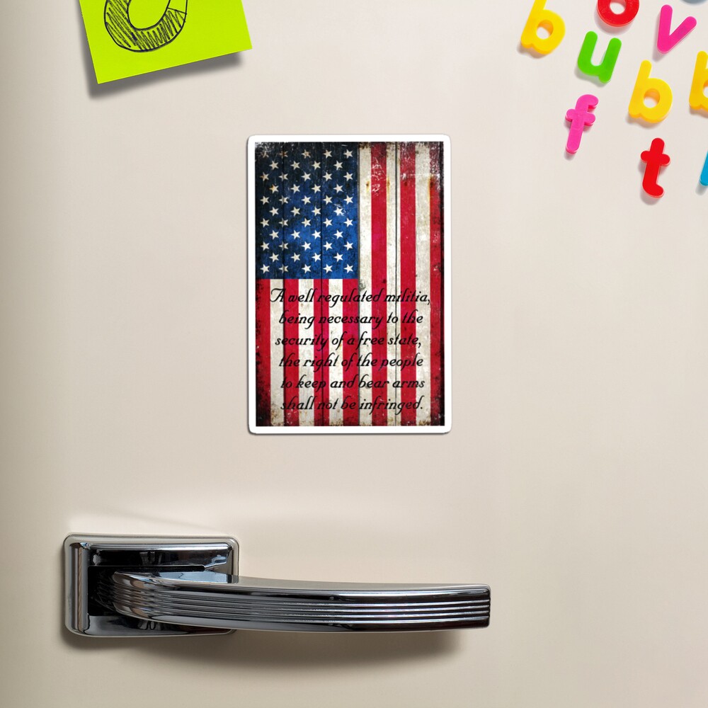 Vintage American Flag And 2nd Amendment On Old Wood Planks Magnet