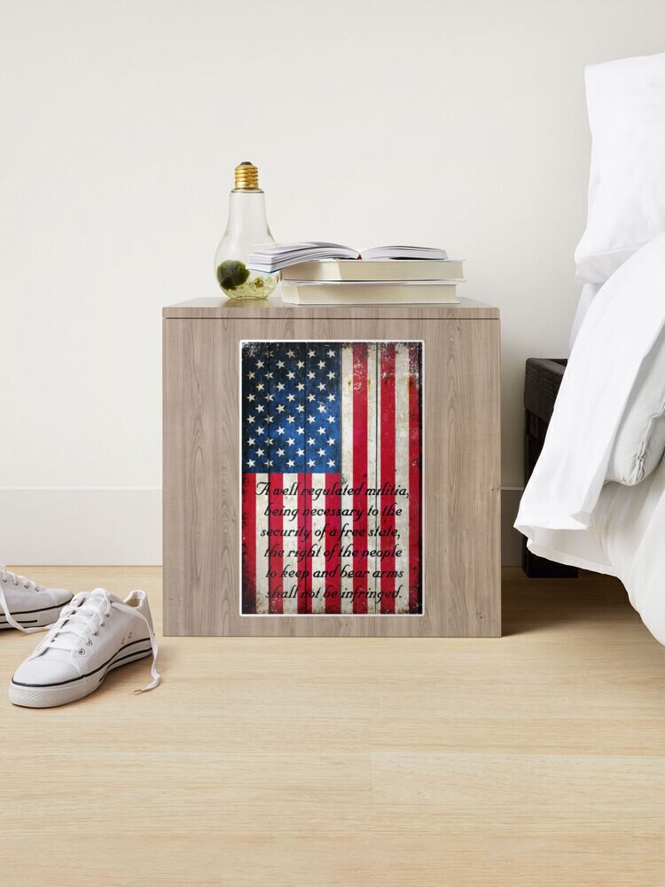 Alternate view of Vintage American Flag And 2nd Amendment On Old Wood Planks Sticker