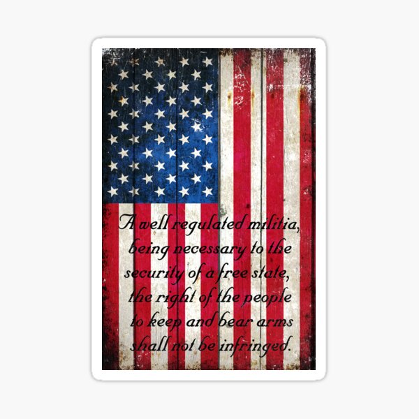 Vintage American Flag And 2nd Amendment On Old Wood Planks Sticker