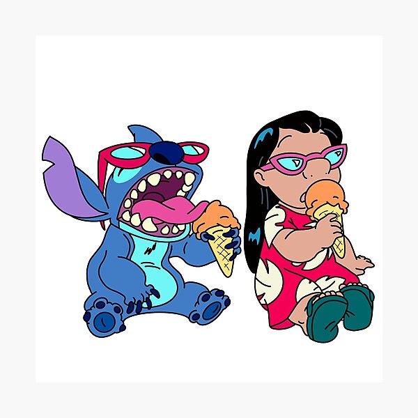 LILO And Stitch Eating Ice Cream Photographic Print For Sale By Emfseal Redbubble