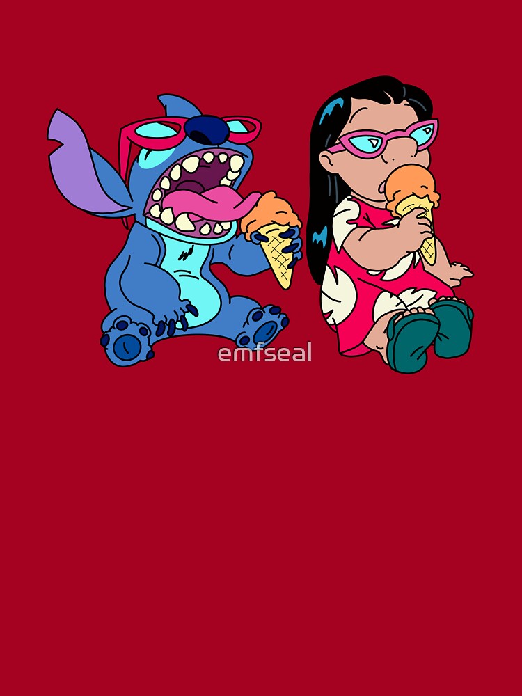 Iron on Patch Disney Inspired Fan Art Stitch Eating Ice Cream 