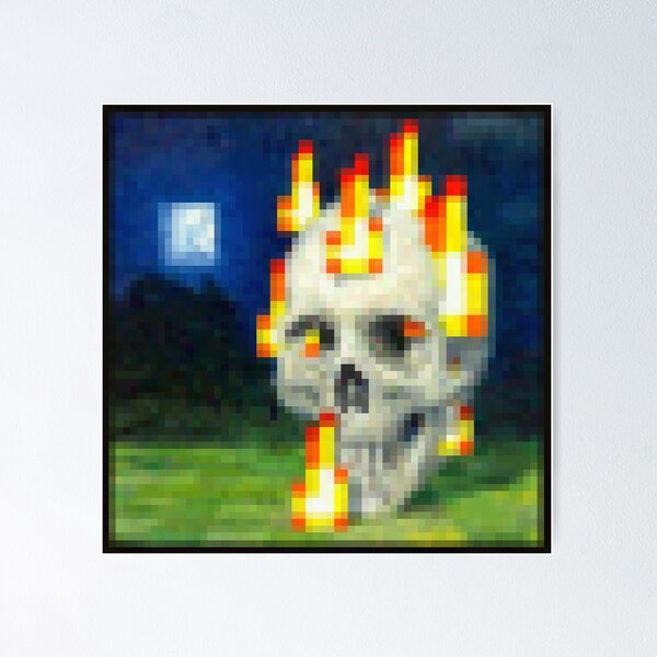 Item preview, Burning Skull Minecraft Poster designed and sold by Miranda Pietzsch.