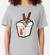 Take-Out Noodles Box Pattern Slim Fit T-Shirt