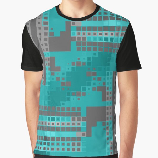 Vista previa del artículo con la obra «Modern Art Geometric in Teal and Gray», diseñado y vendido por Sharon Schwalbe.