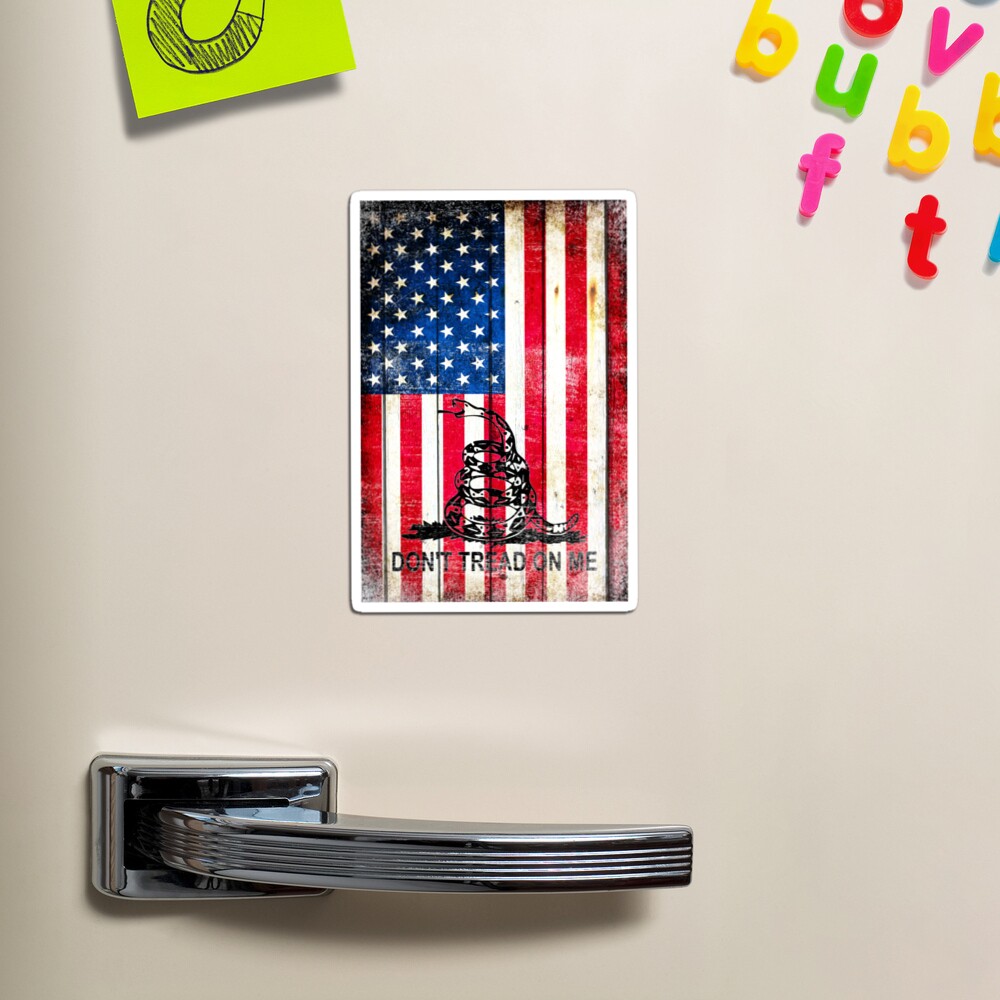 Viper On American Flag On Old Wood Planks Vertical Magnet