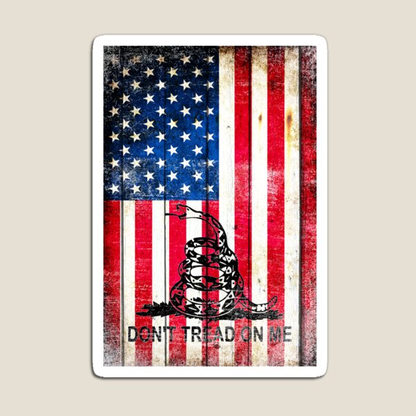 Viper On American Flag On Old Wood Planks Vertical Magnet