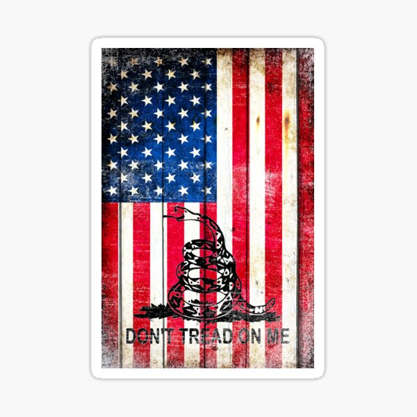 Viper On American Flag On Old Wood Planks Vertical Sticker