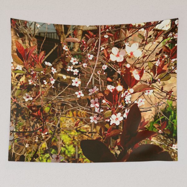 Item preview, Sand Cherry Tree Blossoms In The Foreground Of Brick Building designed and sold by Mothe3rd.