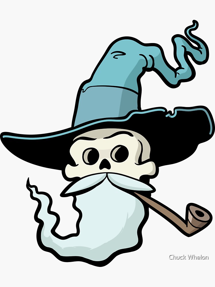 Thumbnail 3 of 3, Sticker, Skull Wizard designed and sold by MrChuckles.