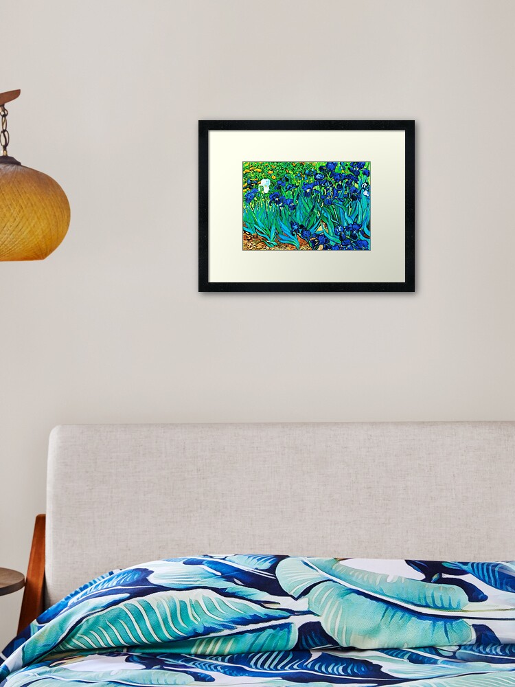 Thumbnail 1 of 7, Framed Art Print, Van Gogh Garden Irises HDR designed and sold by VintageEraArt.