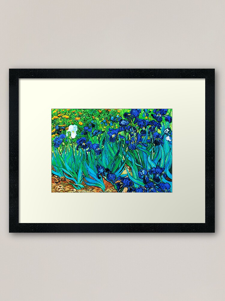 Thumbnail 2 of 7, Framed Art Print, Van Gogh Garden Irises HDR designed and sold by VintageEraArt.