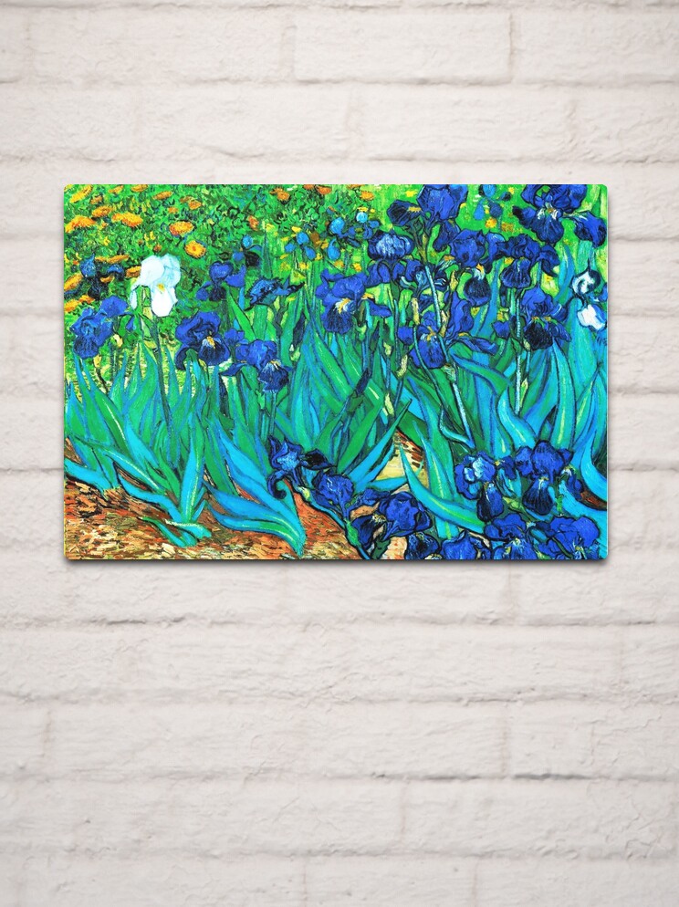 Thumbnail 2 of 4, Metal Print, Van Gogh Garden Irises HDR designed and sold by VintageEraArt.