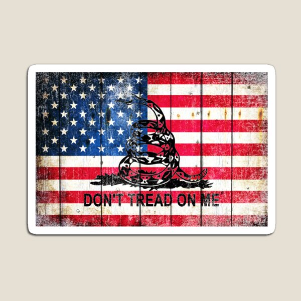 Viper On American Flag On Old Wood Planks Magnet