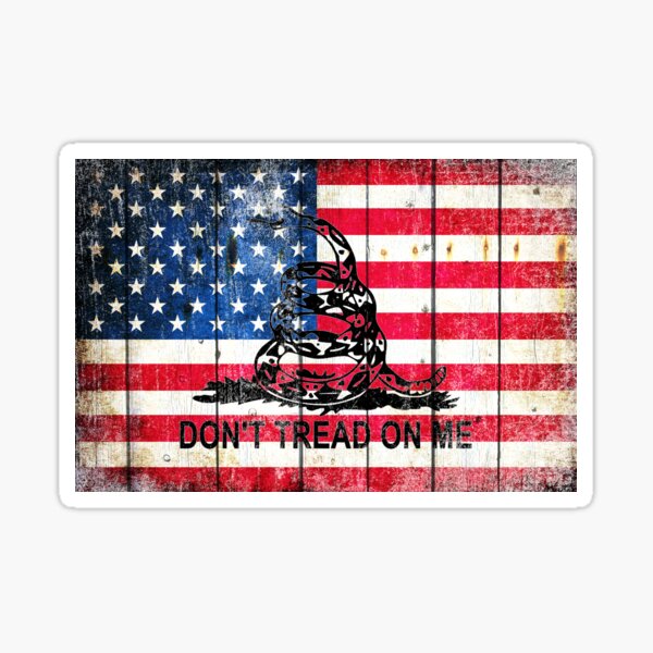 Viper On American Flag On Old Wood Planks Sticker
