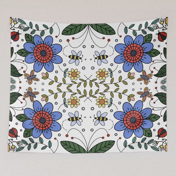 Item preview, Folk Art Colorful Flowers  designed and sold by Gsallicat.