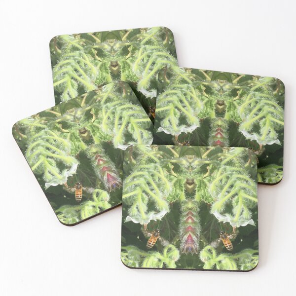 Item preview, Honey Bees Thrumming in the Late Autumn Sun, Emerald - White Cornflowers designed and sold by RoseAromas.