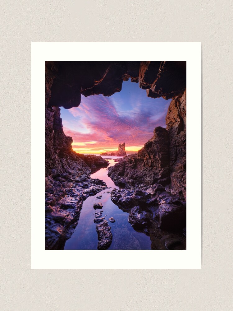 Thumbnail 2 of 3, Art Print, Sea Cave, Cathedral Rocks, Kiama, New South Wales, Australia designed and sold by Michael Boniwell.
