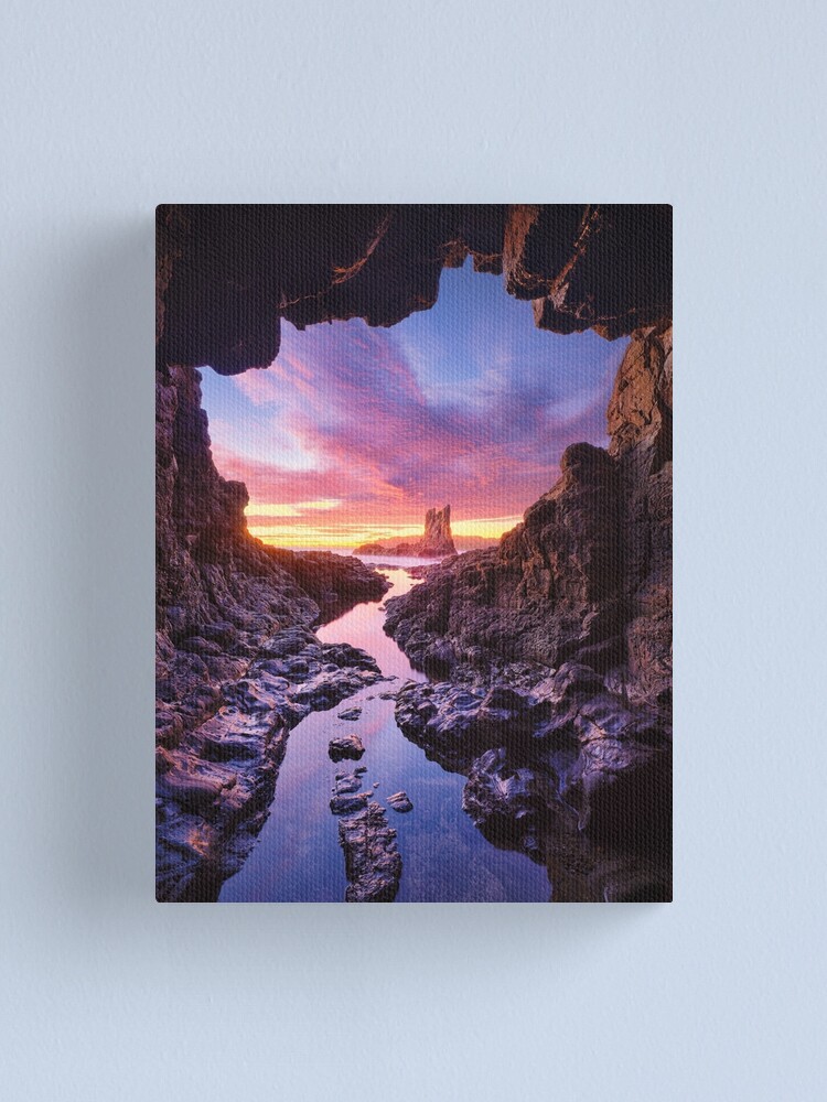 Thumbnail 2 of 3, Canvas Print, Sea Cave, Cathedral Rocks, Kiama, New South Wales, Australia designed and sold by Michael Boniwell.