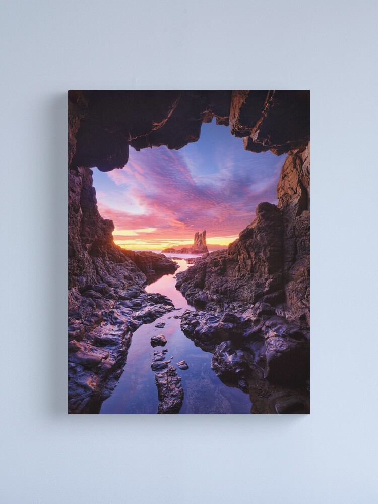 Thumbnail 2 of 3, Canvas Print, Sea Cave, Cathedral Rocks, Kiama, New South Wales, Australia designed and sold by Michael Boniwell.