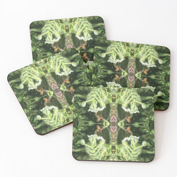 Item preview, Honey Bees Thrumming in the Late Autumn Sun, Emerald - White Cornflowers designed and sold by RoseAromas.