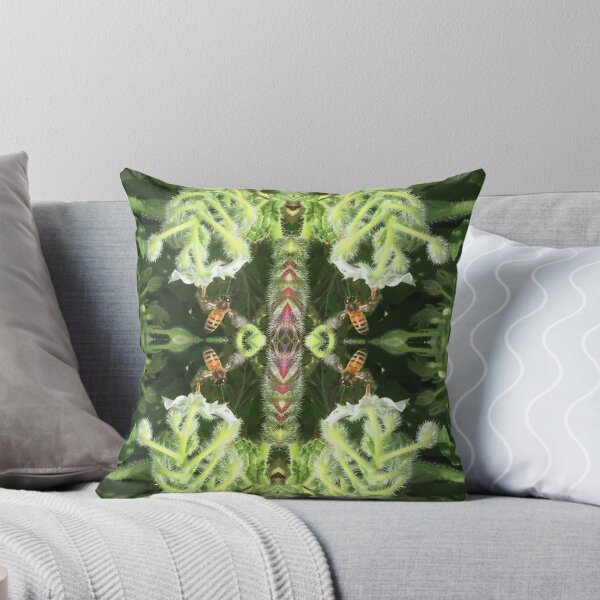 Item preview, Honey Bees Thrumming in the Late Autumn Sun, Emerald - White Cornflowers designed and sold by RoseAromas.