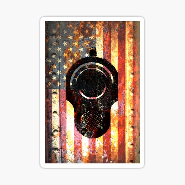 M1911 Colt 45 On Rusted American Flag Sticker