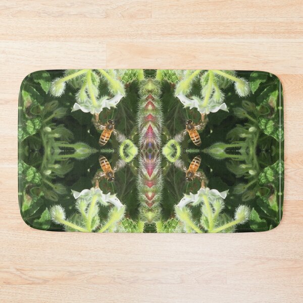 Item preview, Honey Bees Thrumming in the Late Autumn Sun, Emerald - White Cornflowers designed and sold by RoseAromas.