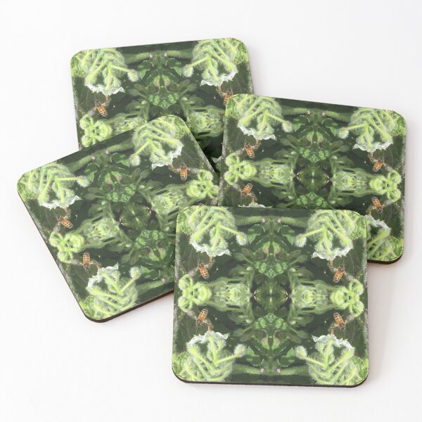 Item preview, Honey Bees Thrumming in the Late Autumn Sun, Emerald - White Cornflowers designed and sold by RoseAromas.