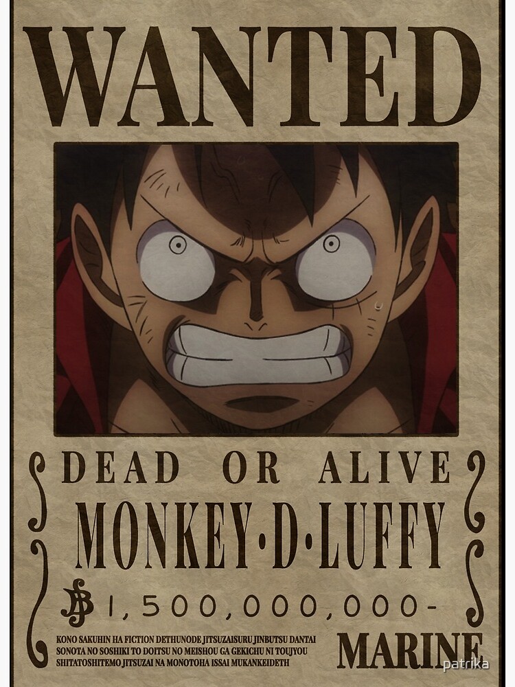 Monkey D Luffy One Piece Bounty Wanted Poster Art Board Print By Patrika Redbubble