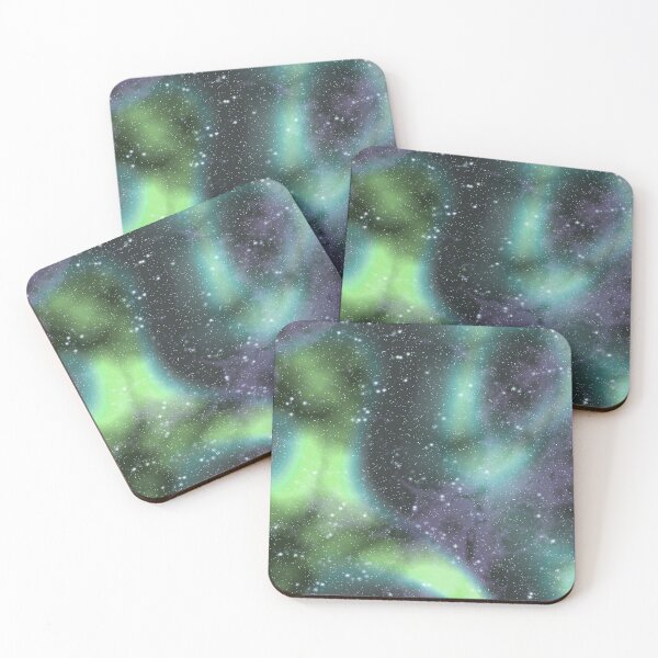 Item preview, Glossy green galaxy, shades grey whimsical white stars, cosmos, starry constellation, milky way, galaxy, shiny night sky, dark aesthetic space cosmos, universe designed and sold by August-E.