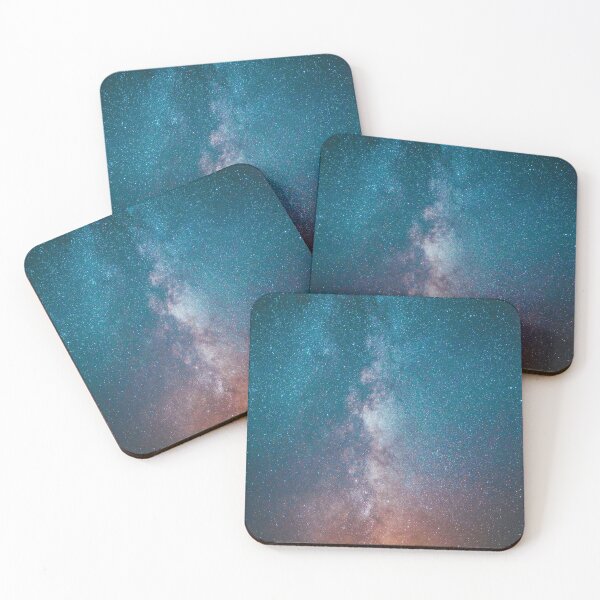 Item preview, Teal blue milky way galaxy, orange, cosmos, Dreamy starry constellation, blue, black, galaxy, shiny night sky, dark aesthetic space cosmos, universe designed and sold by August-E.
