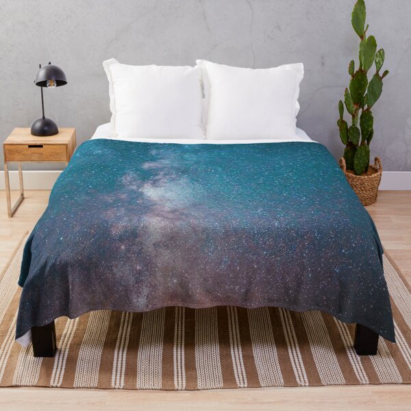 Item preview, Teal blue milky way galaxy, orange, cosmos, Dreamy starry constellation, blue, black, galaxy, shiny night sky, dark aesthetic space cosmos, universe designed and sold by August-E.