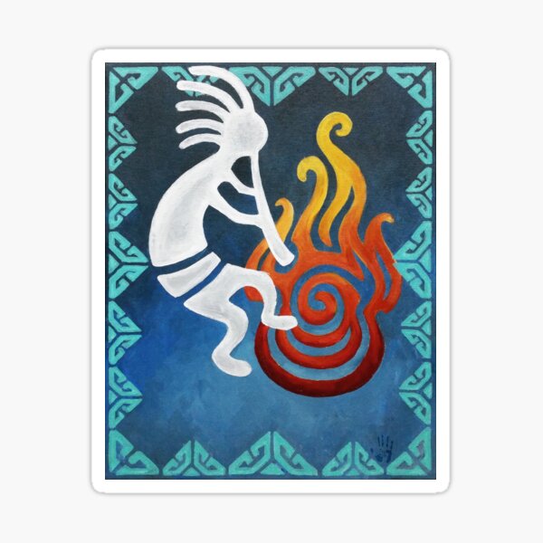 Kokopelli Blue Acrylic Painting Sticker