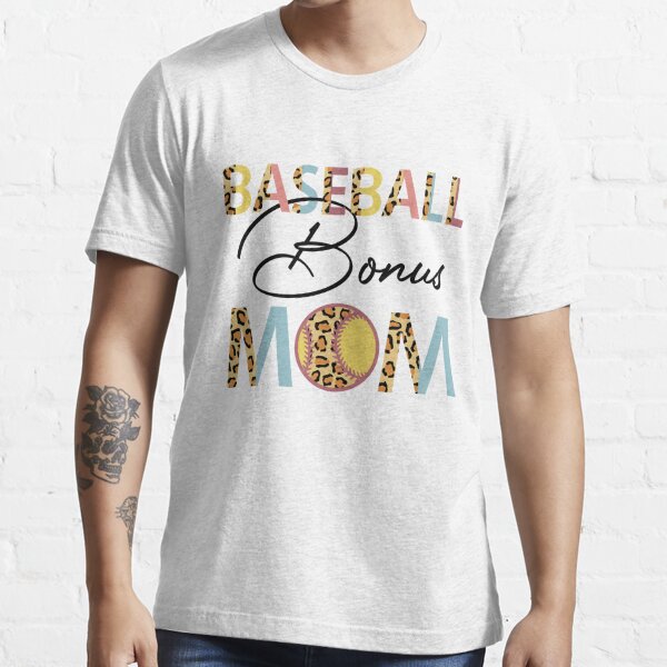 Baseball Bonus Mom Game Day Leopard Baseball Mothers Day T-Shirt