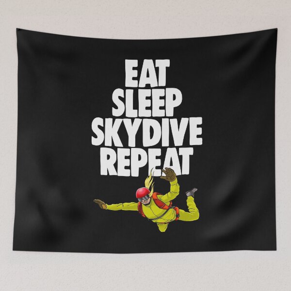 Aperçu de l'œuvre Eat Sleep Skydive Repeat Jaune créée et vendue par Bendthetrend.