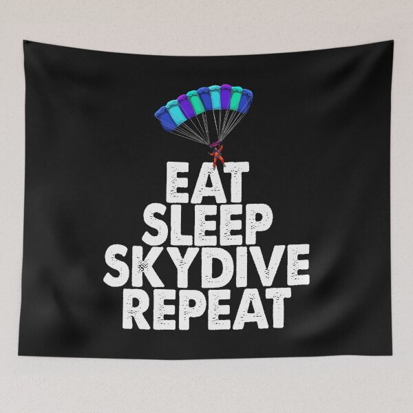 Aperçu de l'œuvre Eat Sleep Skydive Repeat Orange créée et vendue par Bendthetrend.