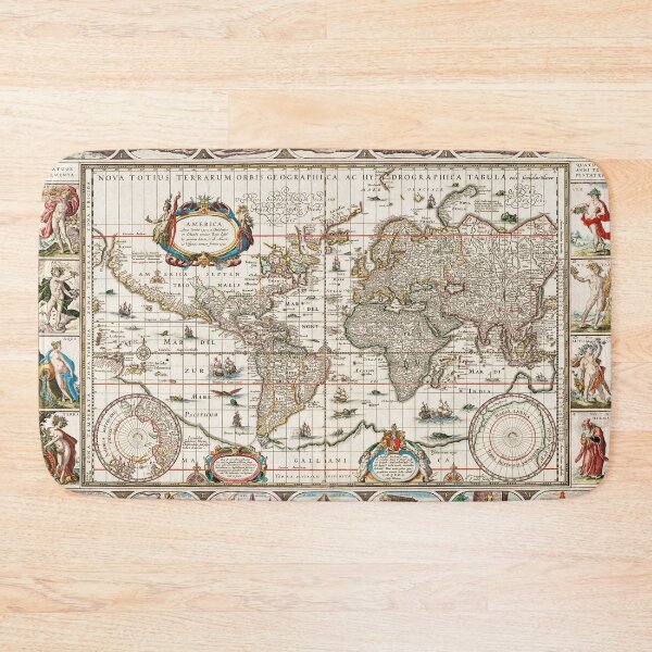 Item preview, Vintage world map 1635–1649 designed and sold by monsterplanet.