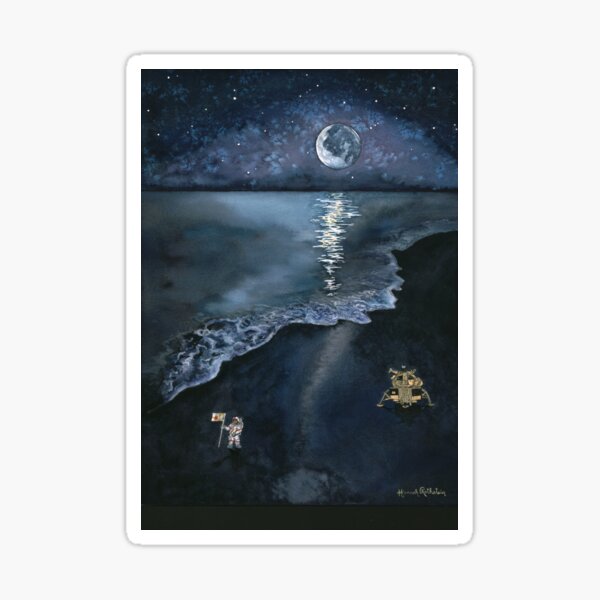 Item preview, Surrealist Moon Landing Watercolor designed and sold by Hannah Rothstein.