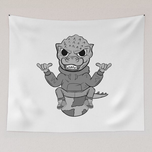 Item preview, Cool Grayscale Dino And Globe designed and sold by bixboxstudio.
