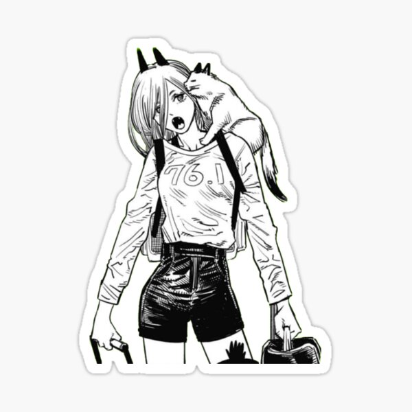 Meowy Chainsaw Man Stickers | Redbubble