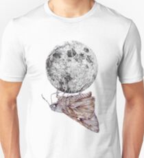 In which a moth is enticed by the light of the moon Unisex T-Shirt