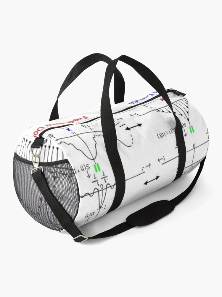 Alternate view of #Discrete #Fourier #Transform. #Diagram, graph, formula, chalk out, illustration, physics, graph plot, symbol, guidance, draft, sketch, science, research, scientific experiment Duffle Bag