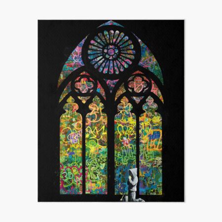 Stained Glass Banksy Graffiti Art Board Print
